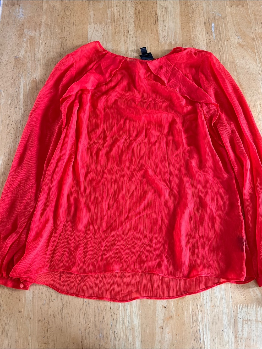 Worthington Red Long-Sleeve sheer Blouse
